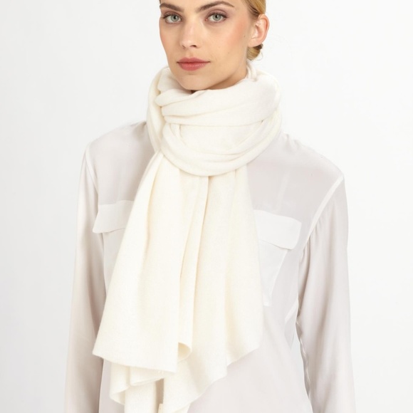 state cashmere Accessories - White Cashmere Scarf